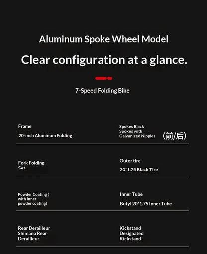 Folding Bike 20 Inch Aluminum Alloy Lightweight Commuter Bicycle 7 Speed Portable City Travel Ultralight Folding Bikes Grey