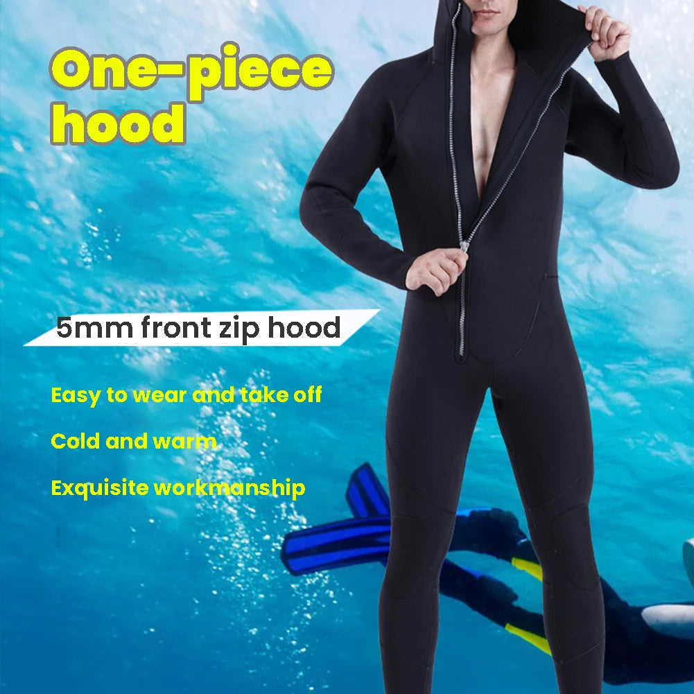 5mm Thickness Hooded Wetsuits Waterproof Jumpsuit Swimwear For Swimming Surfing