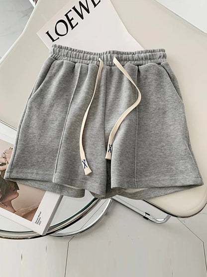 2026 Summer Shorts Women Elasticity Lovely Girls Korean Style Sweet Students Harajuku Simple Pure Gray Trousers Female New