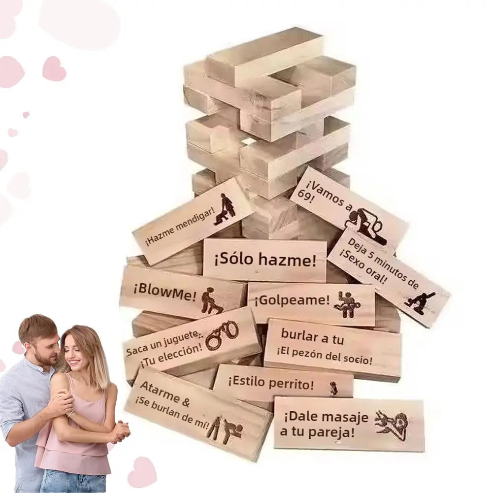 48PCS Dating Building Blocks For Date Nights Valentines And Adult Party Games Tower Game Deluxe Naughty Wooden Couple Toys