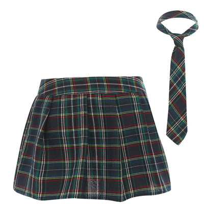 Womens Plaid Pleated Skirts With Necktie Harajuku Mini Japanese Preppy Schoolgirls Uniforms Kawaii Skirts Ladies Cosplay Costume