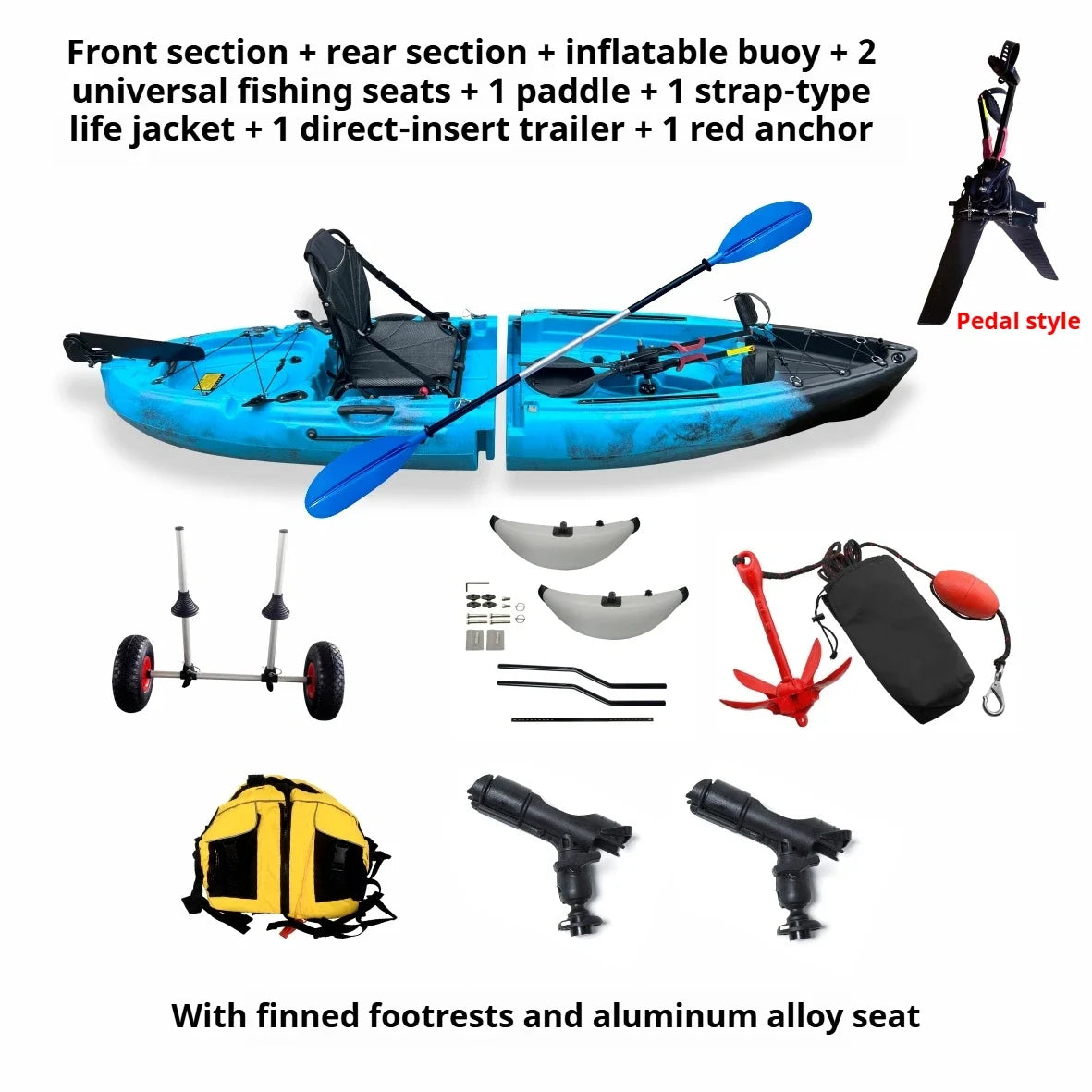 2025 Portable LLDPE Kayak With Split Hard Shell Electric Pedal-Driven Canoe For Solo Tandem Lake Sea Adventures Modular Assembly