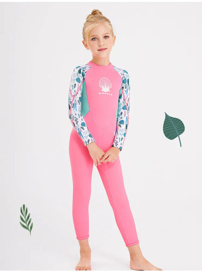 Children Wetsuit 2.5MM Neoprene Diving Suit For Girls Boys One-Piece Swimsuits Long Sleeve Kids Swimwears Snorkeling Rash Guards
