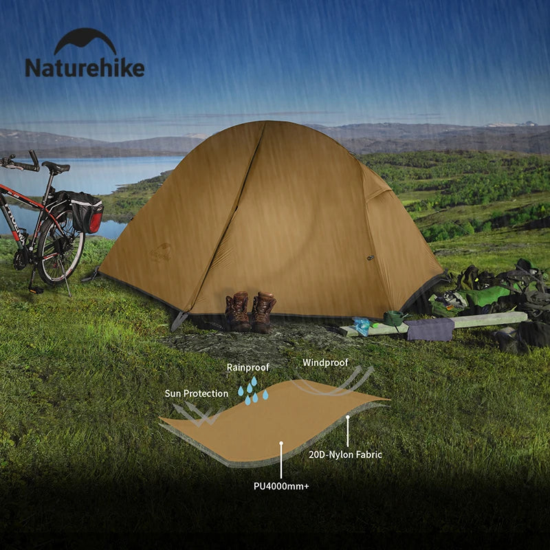 Naturehike 2025 Camping Tent Waterproof Ultralight Portable One Person Nylon Cycling Tent Hiking Backpacking Shelter Tents