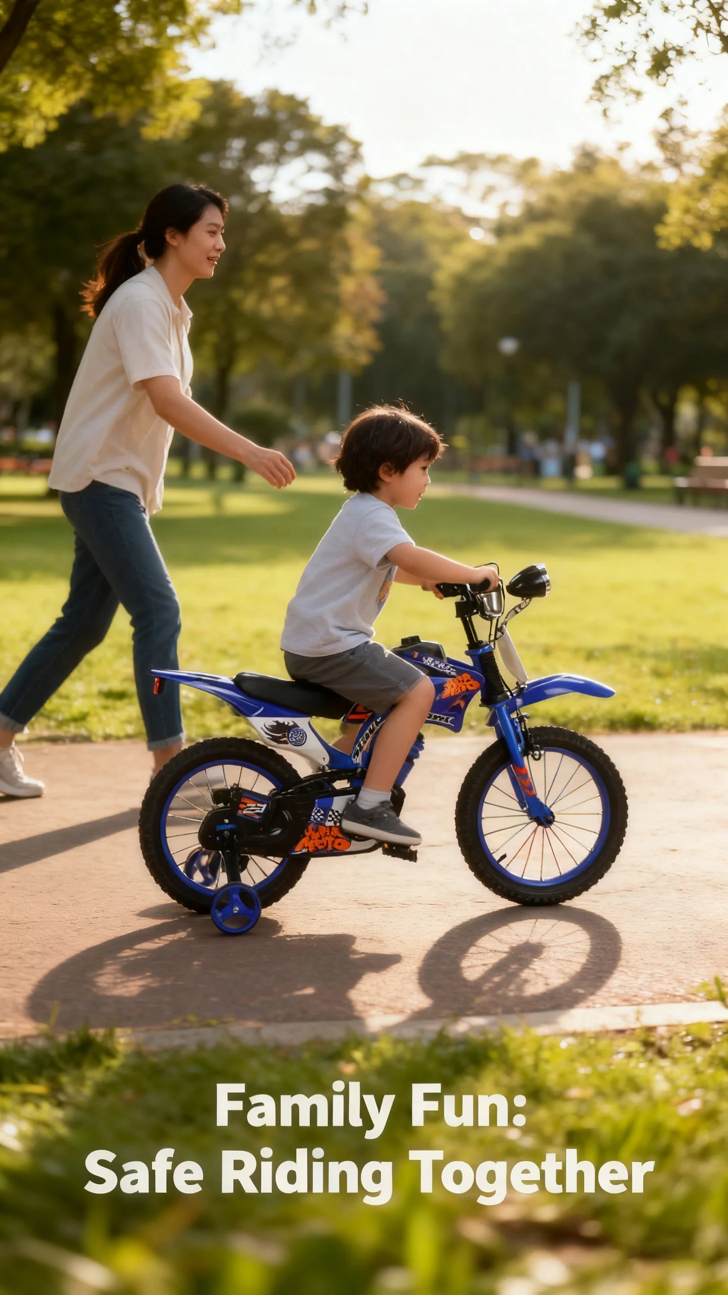 Blue Off-Road Motorcycle Bicycle Pedal Bike for Boys And Girls 12/16 Inch Children's Basic Model Foreign Trade
