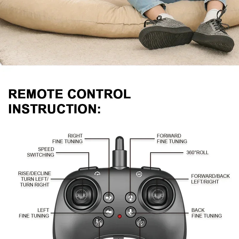 2.4GHz RC Drone with 4-Axis Gyro, One-Key 360° Flip Stunt Plane, Easy To Fly Remote Control Aircraft for Kids Adults