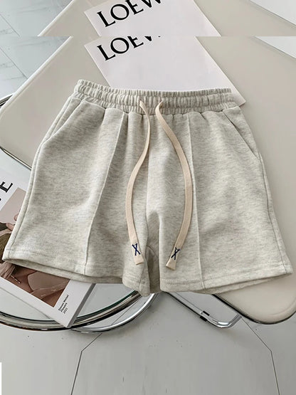 2026 Summer Shorts Women Elasticity Lovely Girls Korean Style Sweet Students Harajuku Simple Pure Gray Trousers Female New