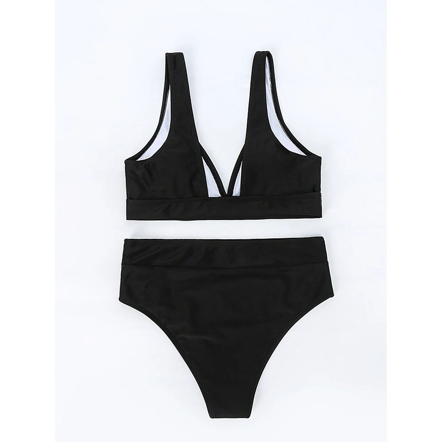 Women Solid Split Swimsuits Push Up Bar Patchwork Swimsuit Sexy Women'S Bikini Front Ruched High Rise Swimsuit Two Piece