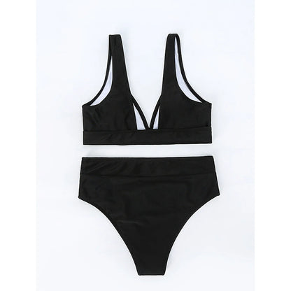 Women Solid Split Swimsuits Push Up Bar Patchwork Swimsuit Sexy Women'S Bikini Front Ruched High Rise Swimsuit Two Piece
