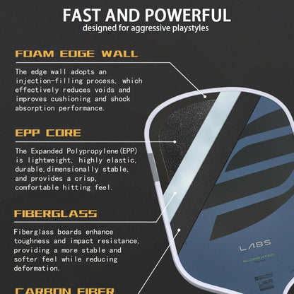 BoomCore Pickleball Paddle 16mm Anti-Skid Surface Design Solid Pattern Honeycomb Core Eco-Friendly Portable Nylon Carry Training