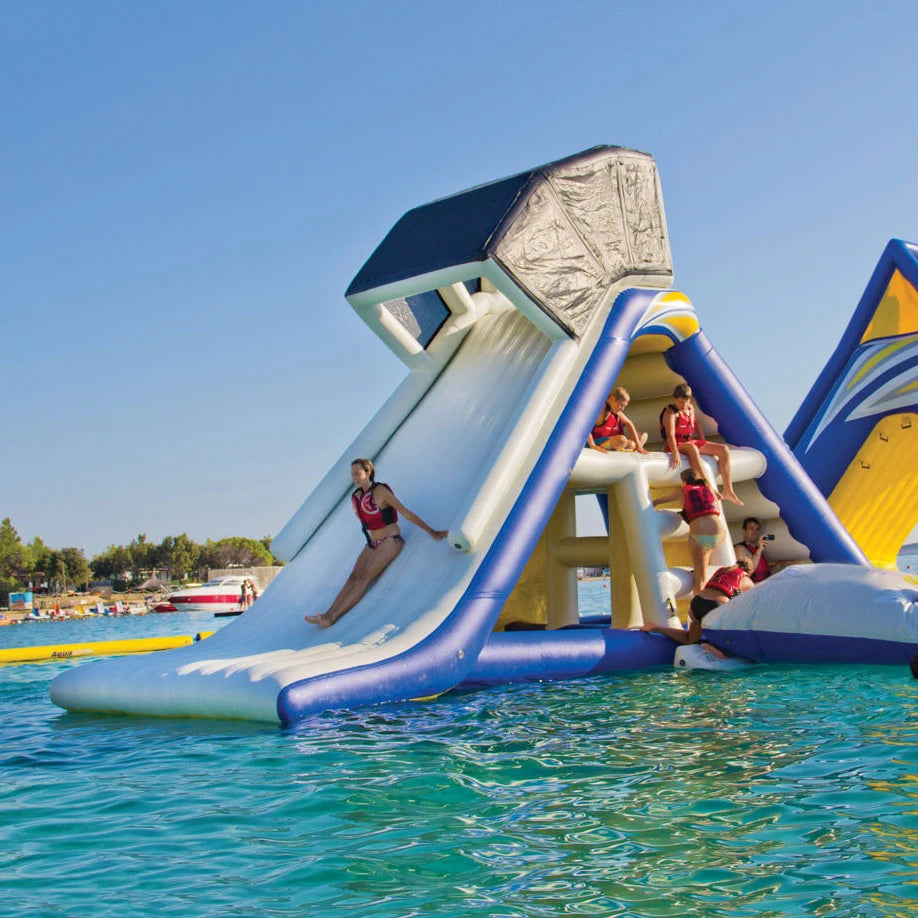 Inflatable Water Game Floating Climbing Tower With Slide Play Park Amusement for Adults and Kids