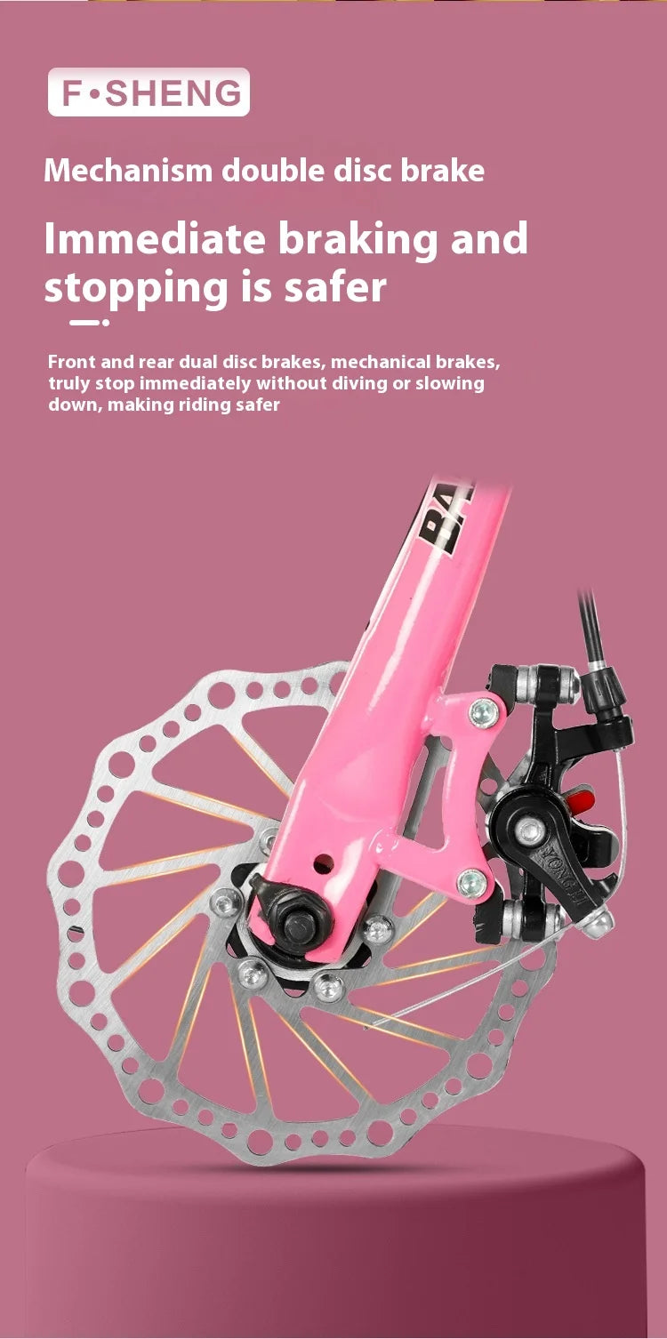 20Inch Folding Bicycle 6-Speed Double Disc Brake Geared Bicycle - Compact Travel-Friendly Bike for Easy Storage And Transport