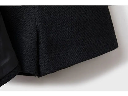 Tweed Wide Leg Shorts Skirts Women Chic Empire All-match Button Minority Elegant A-line Autumn Winter Thick Popular Daily Female