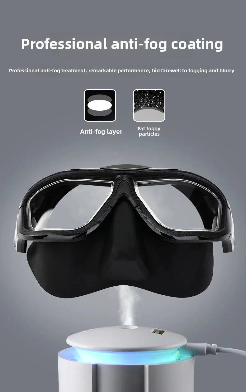 Professional Anti-fog HD Large Frame Diving Goggles Full Face Snorkeling Mask Freediving Scuba Equipment