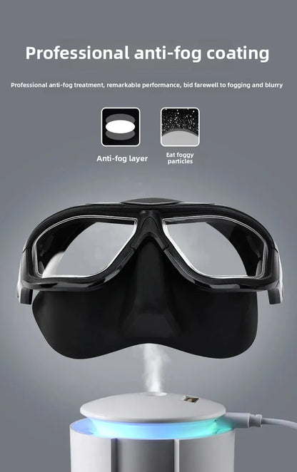 Professional Anti-fog HD Large Frame Diving Goggles Full Face Snorkeling Mask Freediving Scuba Equipment