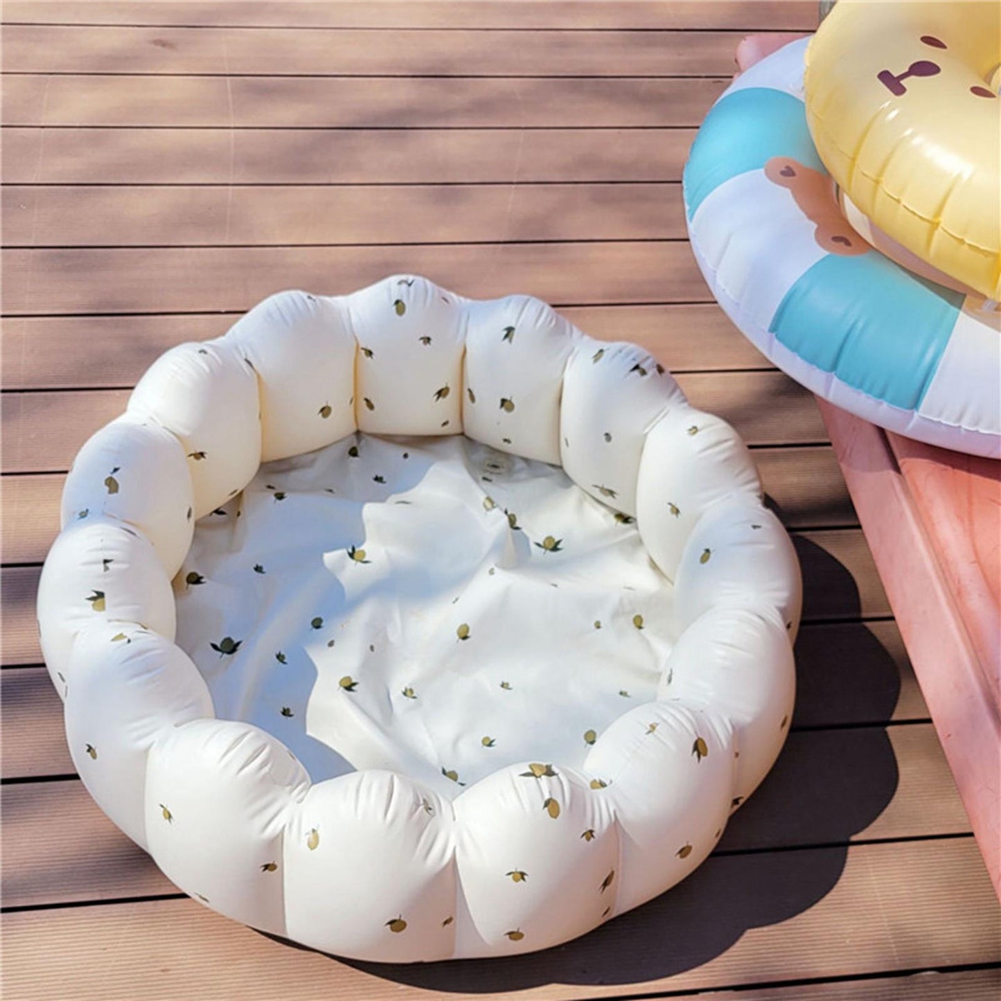 Round Petal Soft PVC Inflatable Baby Paddling Pool 90x25cm, for Toddlers Bath Household Outdoor Swimming Pool to Enjoy Splashing