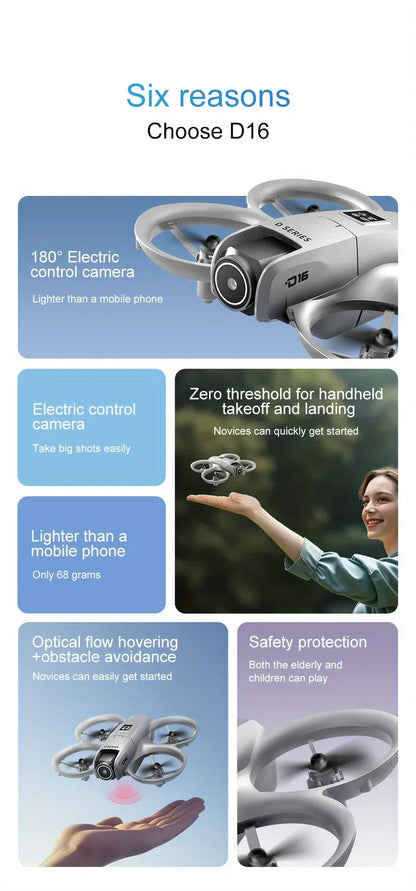 New D16 Drone HD Dual Camera Propeller Safety Design Optical Stream Positioning Three Sides Obstacle Avoidance VS DJI