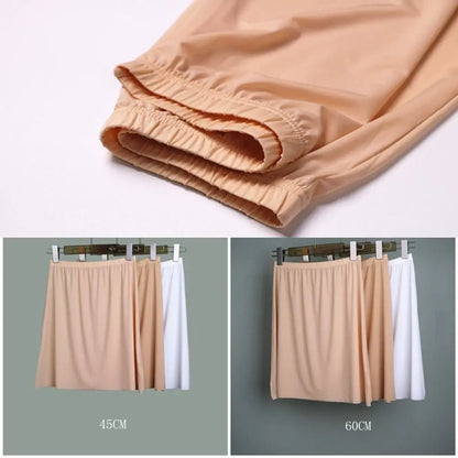 High Waist Solid Color Cotton Women Long Petticoat Ice Silk Underskirt Underskirt Half Slips Safety Underskirt Slips