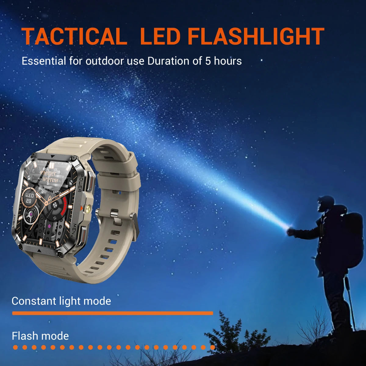 Blackview W70 Pro Sports Fitness Smart Watch 2.01 Screen Bluetooth Talking Watch LED Flashlight Outdoor Smart Watch With Compass