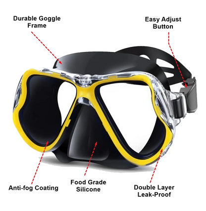 Myopia Snorkel & Dive Mask for Adults with Anti-Fog Spray ,Box,Dry Top Snorkel, Adjustable Strap Free Breathing Design
