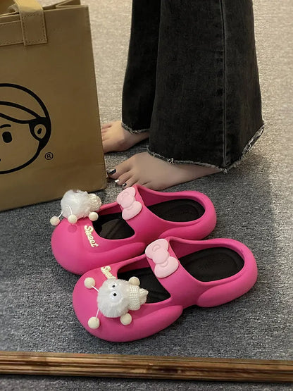 Cute Fairy  Slippers for Women's Summer Outer-Wear Thick-Soled Clogs Shoes Sandals For The Beach