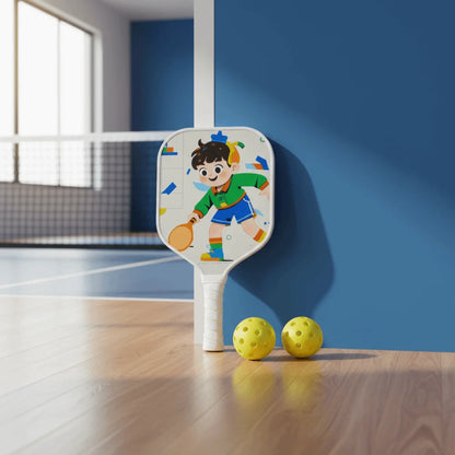 Cartoon Children's Pickleball Set Colorful Lightweight Children's Pickleball Rackets Ribbed Handle Durable Pickleball Paddle Set