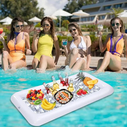 Portable Swimming Air Pool Float Inflatable Beer Table Ice Bucket Serving Salad Bar Tray Food Water Sports Dropshipping Funny