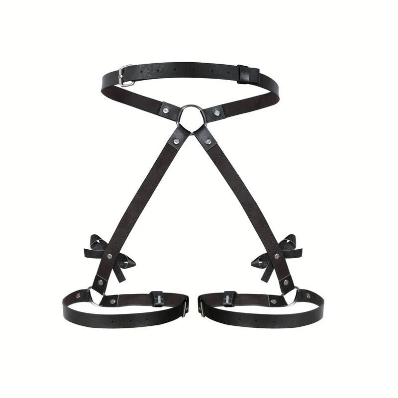 Adult Sex Toys For Women Leather Garter Lingerie Crotchless Erotic Leg Rings Harness Kit Leg Ring Handcuff Set Porn Restraints