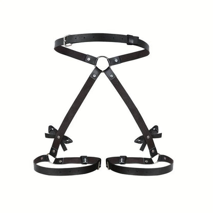Adult Sex Toys For Women Leather Garter Lingerie Crotchless Erotic Leg Rings Harness Kit Leg Ring Handcuff Set Porn Restraints