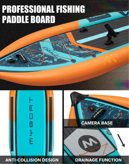 2 Person Inflatable Kayak for Fishing, Double Seat Folding Canoe with Pump, Portable Kayak for Lake River Outdoor Water Sport