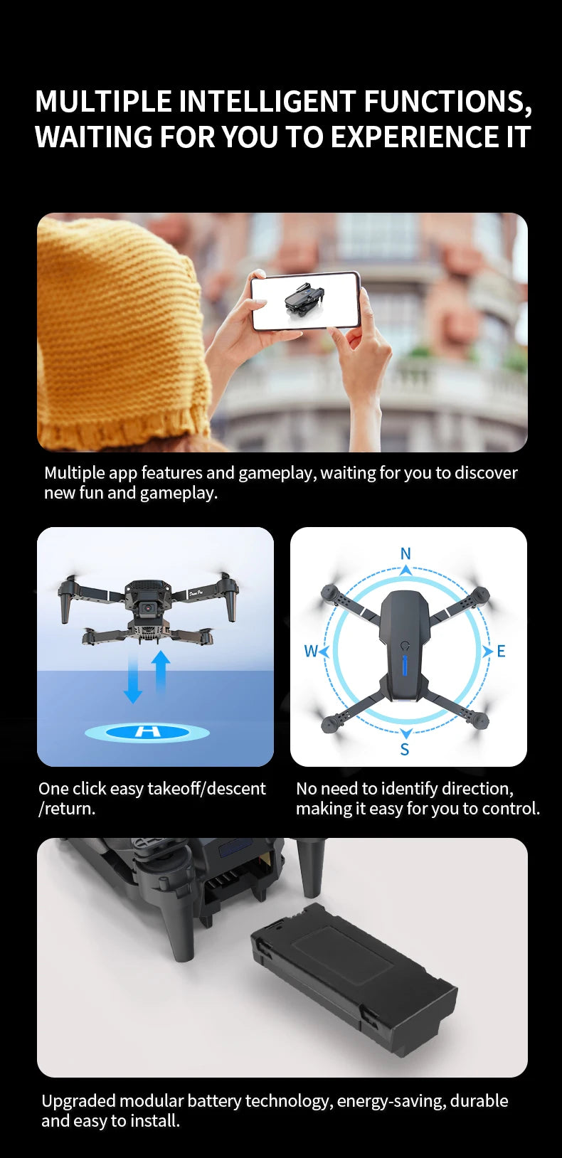 Drone 4k Professional Dron Remote Control Camera Model Airplane Multi-rotor Aircraft Quadcopter Drone UAV Wide-View