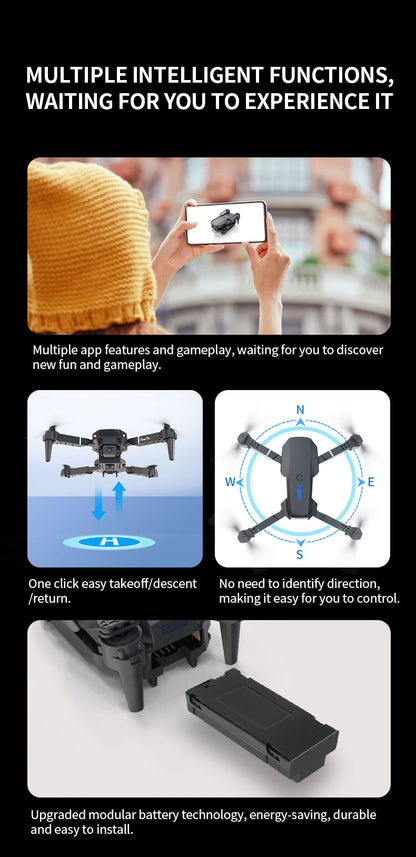 Drone 4k Professional Dron Remote Control Camera Model Airplane Multi-rotor Aircraft Quadcopter Drone UAV Wide-View