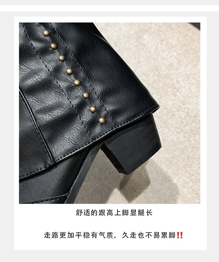 Winter Shoes Woman Thigh High Boots Fashion Back Zippers Long Knight Booties Ladies Thick Sole Girl Shoes