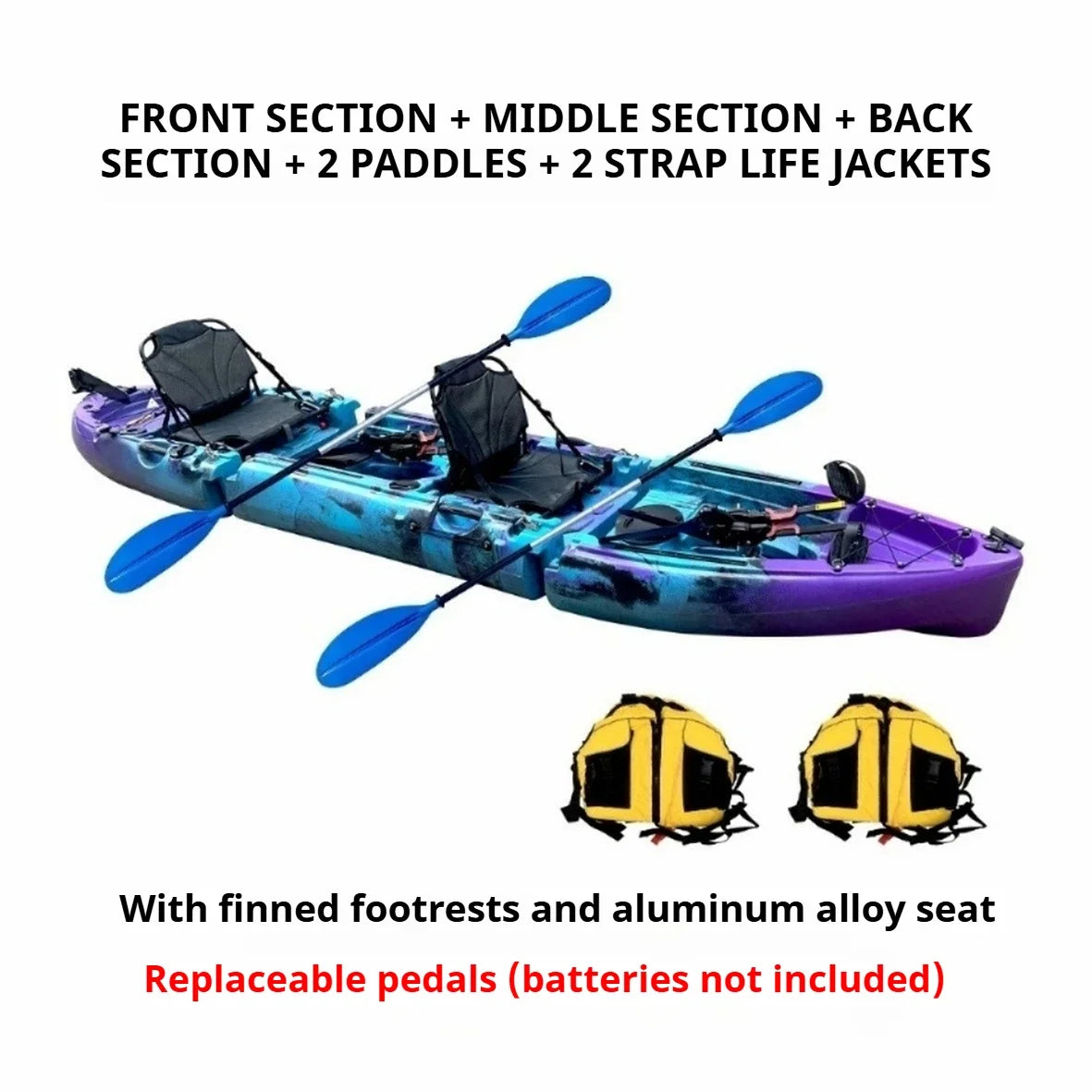 2025 Portable LLDPE Kayak With Split Hard Shell Electric Pedal-Driven Canoe For Solo Tandem Lake Sea Adventures Modular Assembly