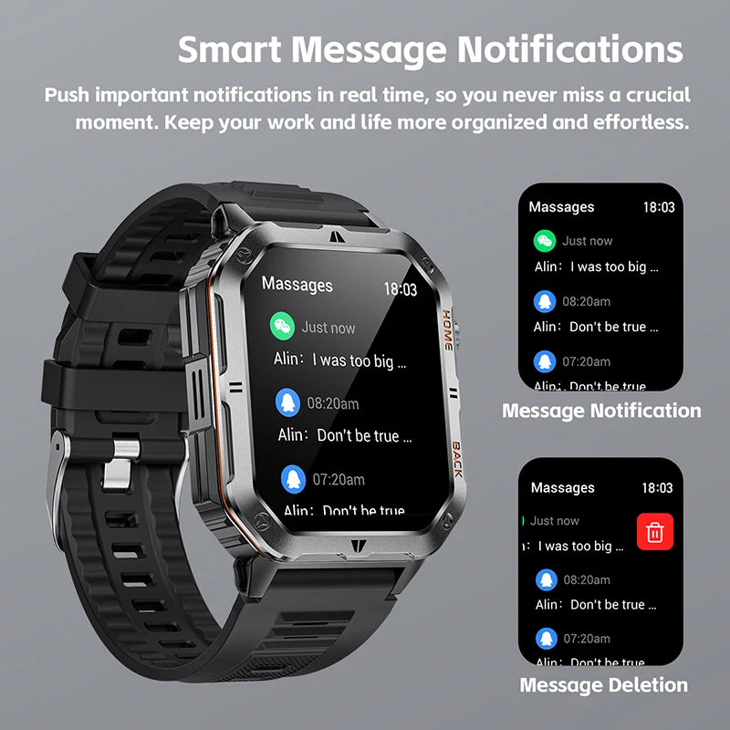 Original 2025 New 2.01 inch1000mAh smartwatch LED flashlight GPS 100+ sport health monitor 3ATM waterproof Men Gift smartwatch