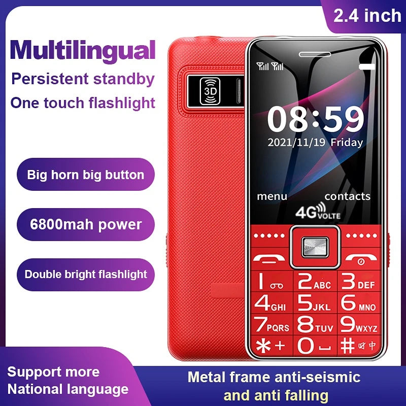Low Price Elderly Mobile Phone Big Push Button Fast Call Dual Sim Cards Loud Sound Cellphone SOS Two Torch Cheap Large Battery