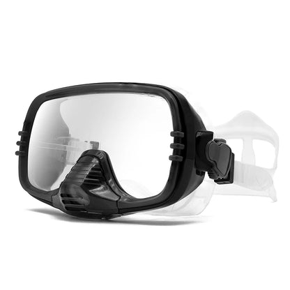 Large Frame Diving Mask with Drain Valve | HD Tempered Glass Lens & Adjustable Silicone Strap,Swim Goggles,buceo, 수영,스노클링,