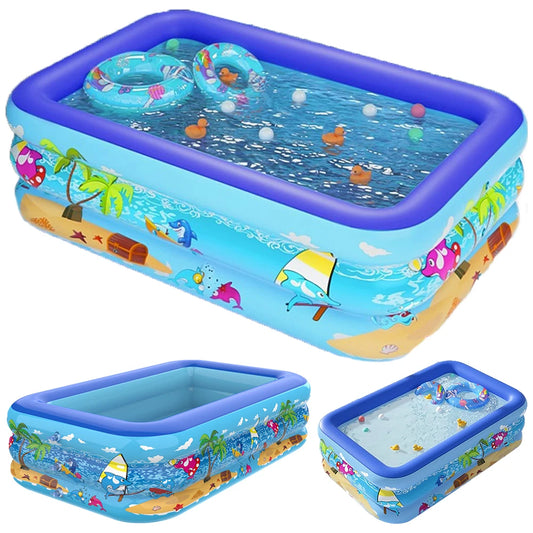 Inflatable Swimming Pool Large Family Pools 120cm Rectangle Framed Children Swimming Pool Summer Outdoor Pool Baby Bathtub Toys