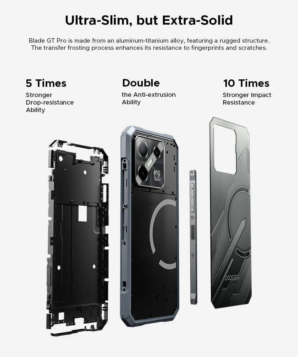 World Premiere DOOGEE Blade GT Pro 5G Rugged Phone LED Light Effect 12GB 512GB 10.5mm Ultra-thin 100MP AI Camera 5800mAh Battery