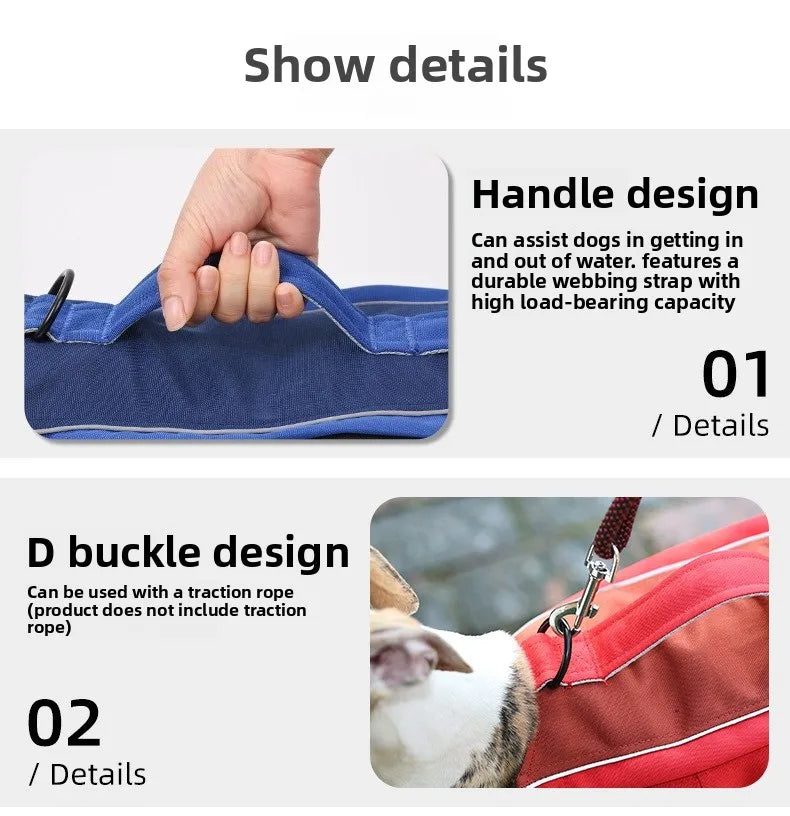 Dog Life Jacket with Airbags, Adjustable Pet Life Vest for Swimming, Oxford Fabric, Reflective Strips, S/M/L,Red / Green / Blue
