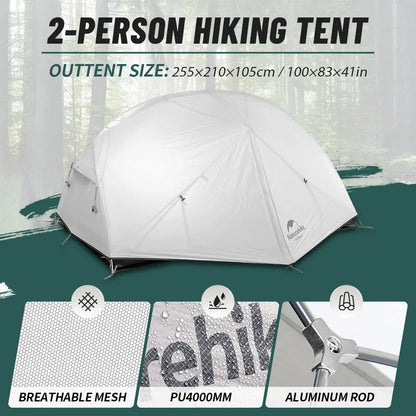 Naturehike Mongar 2 Person Tent Ultralight Camping Tent Outdoor Travel Tent Double Layer Waterproof Tent 3 Season Portable Tent