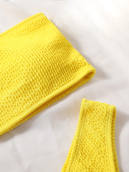 Fashion Bikini Textured Swimwear Women 2025 High Cut Swimsuit Women Bathing Suits Solid Brazilian Bikinis Set