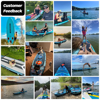 2 Person Inflatable Kayak for Fishing, Double Seat Folding Canoe with Pump, Portable Kayak for Lake River Outdoor Water Sport