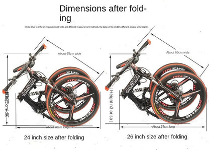 Mountain Bikes Adult Bikes Men's And Women's Variable Speed Bikes Dual Shock Absorbing Folding Mountain Bikes Student Bikes