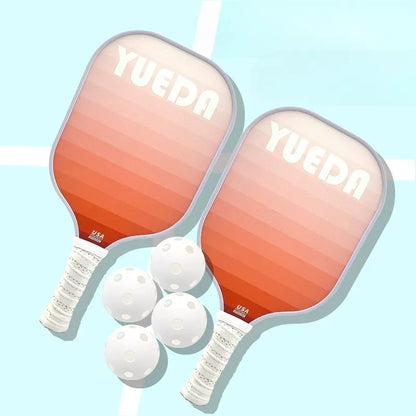 Gradient Color Pickleball Paddles Set USAPA Approved Fiberglass Fiber of 2 Lightweight Pickle Ball Rackets with 4 Balls 1 Bag
