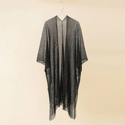 Swimsuit Cover-ups  Fashion Tassel Gold Bikini Beach Cover Up Sexy Beach Dress Tunics for Women Summer Wear See Through