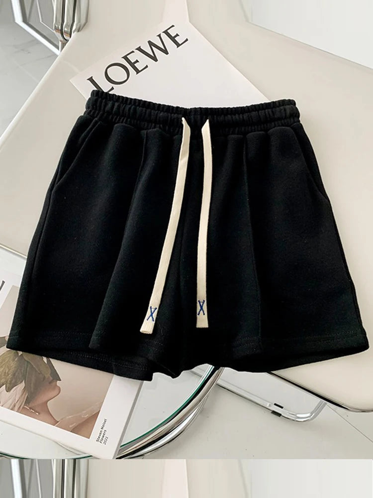 2026 Summer Shorts Women Elasticity Lovely Girls Korean Style Sweet Students Harajuku Simple Pure Gray Trousers Female New