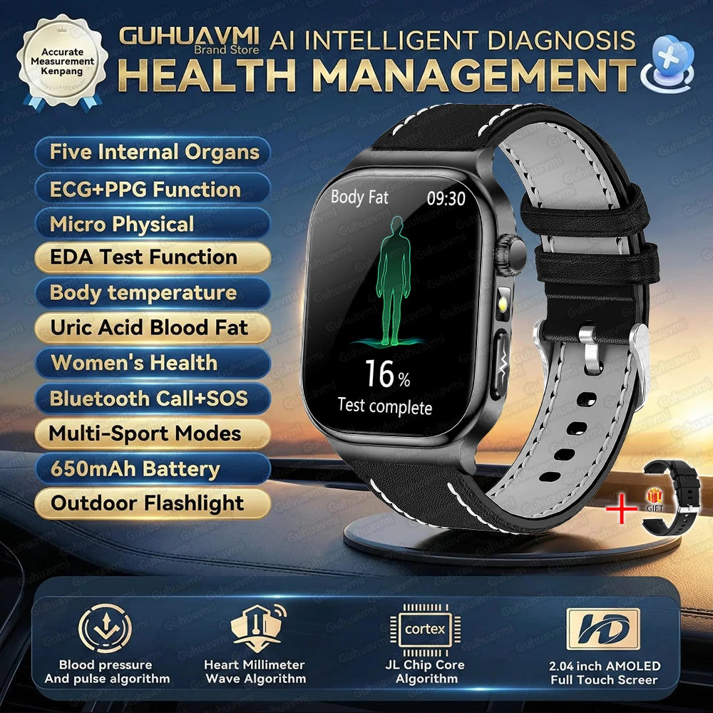 New Blood Lipids Uric Acid Blood pressure Smart Watch Men ECG+PPG Fitness Tracker Clock Heart Rate Bluetooth call Smart watches