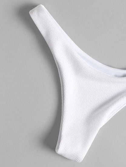 Sexy Women's Ribbed Tube Top Bikini Set White Swimsuit for Women Biquini Traje De Bano Pants Bikini Badeanzug Micro Bikini