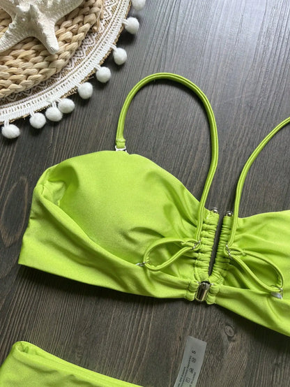 Bandeau Bikini Push Up Women Swimsuits 2024 Sexy Female Swimwear Brazilian Bikini Set Thong Biquini Swim Suits Solid Beachwear